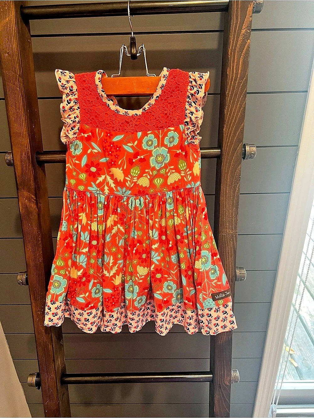 Matilda Jane Floral Ruffle Sleeve Dress Girls 4